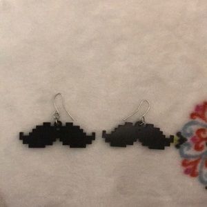 Pixelated Mustache Earrings